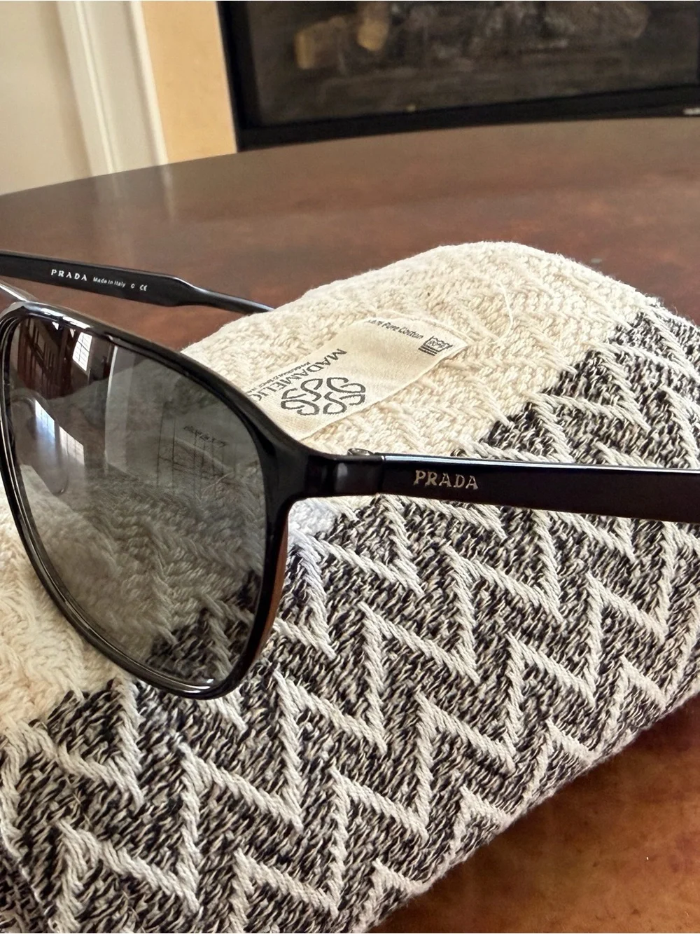 Prada Black Metal Frame Sunglasses with Dark Smoke Lenses
